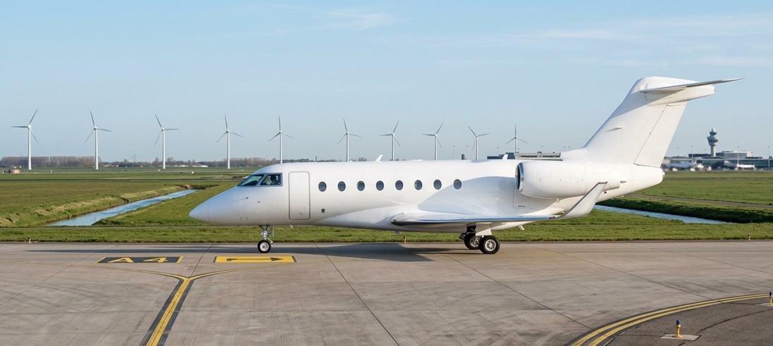 private jet taxiing Amsterdam Schiphol