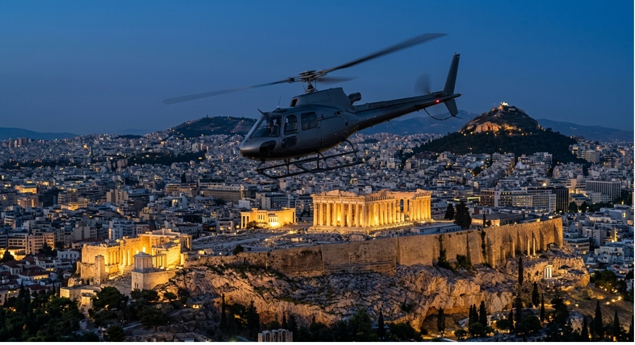 private helicopter charter Athens Acropolis Greece