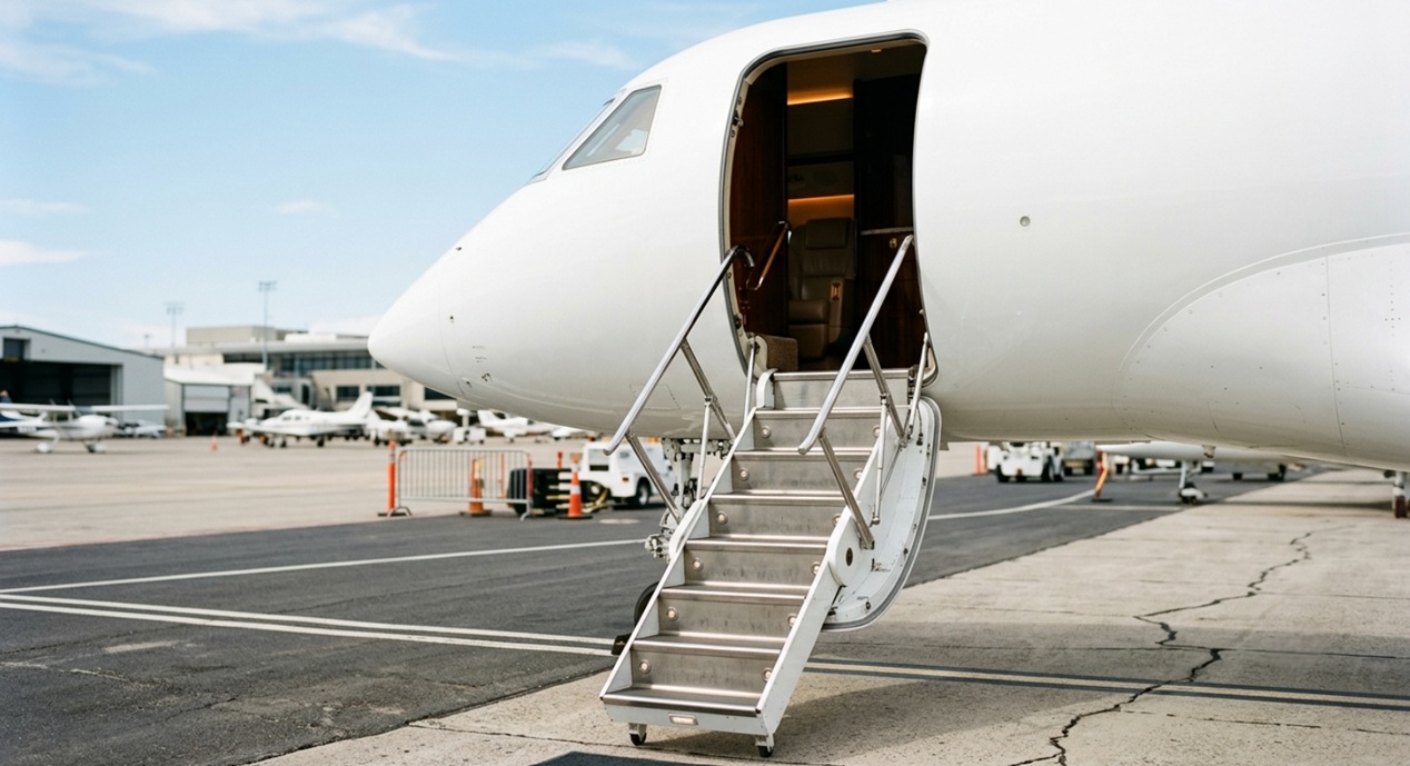private jet charter boarding airstairs Greece
