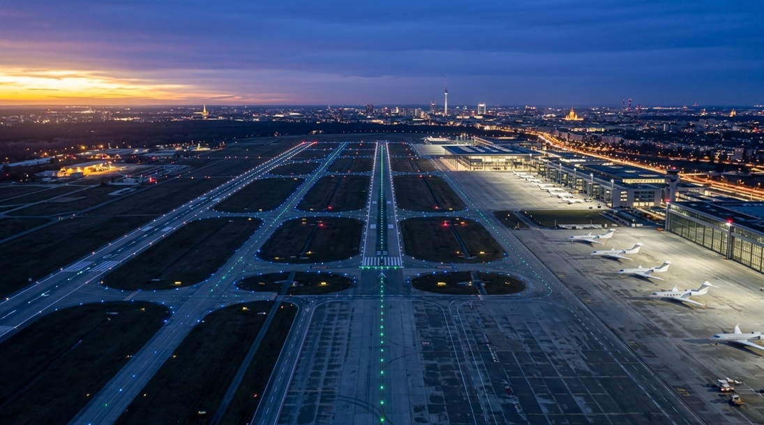 private jets Berlin Airport evening