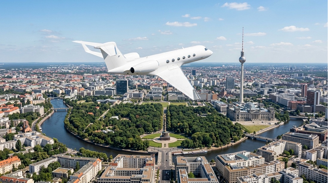 private jet flight over Berlin