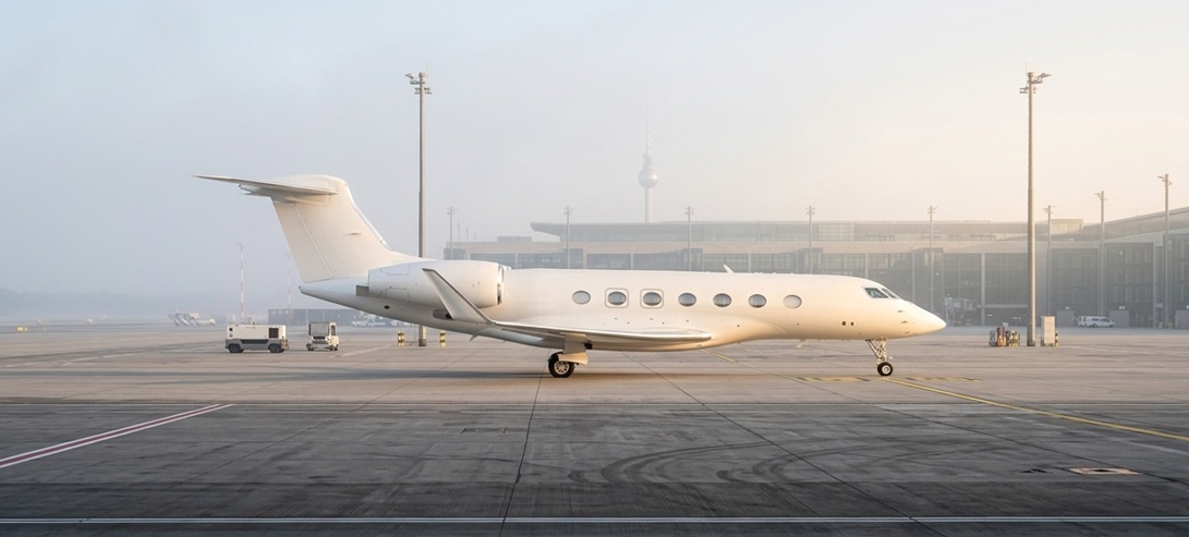 private jet taxiing Berlin Airport