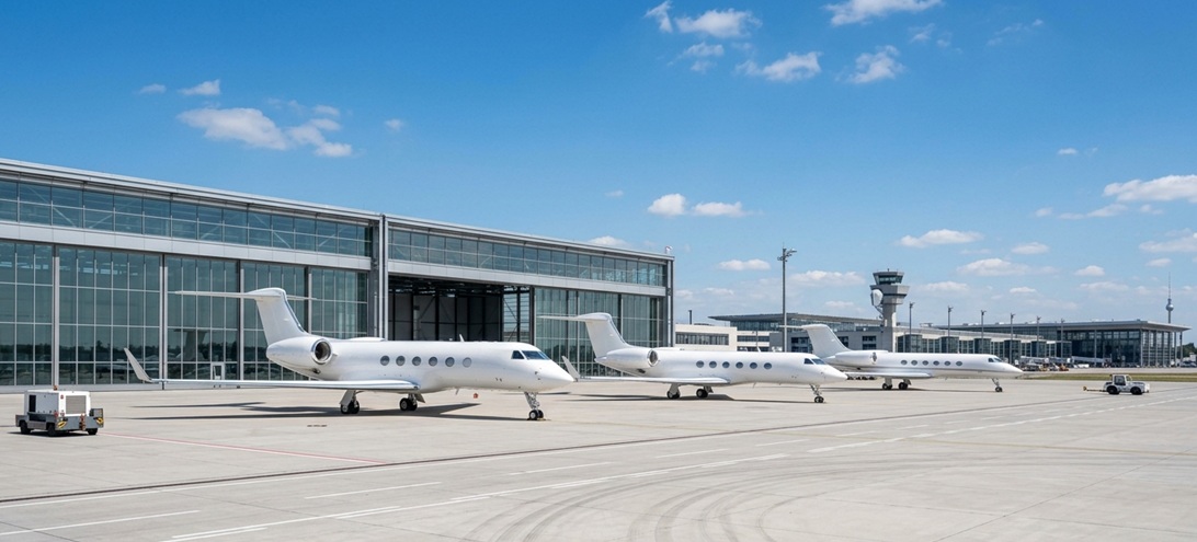 private jets Berlin Airport hangar