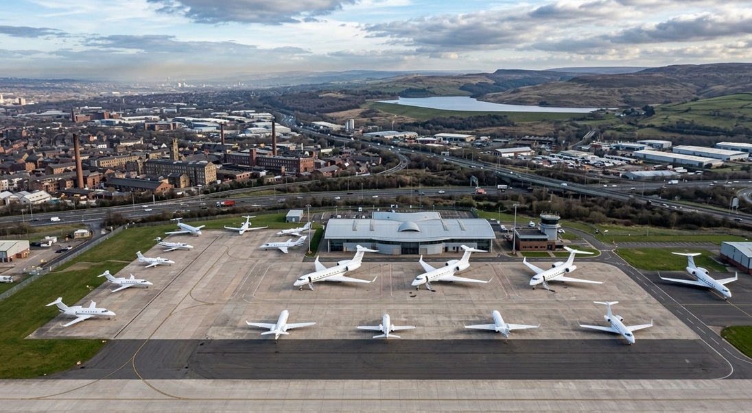 private jets at a Northern England airport