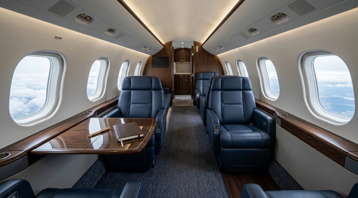 private jet cabin interior Luxembourg business charter