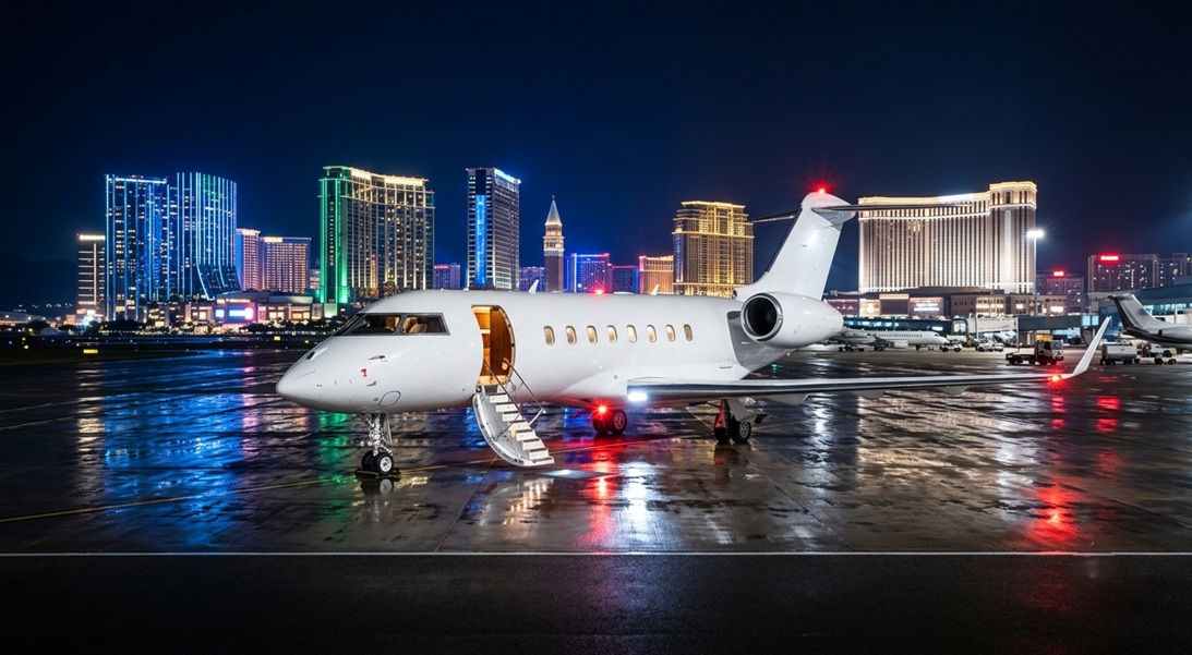 private jet charter to Macau at night
