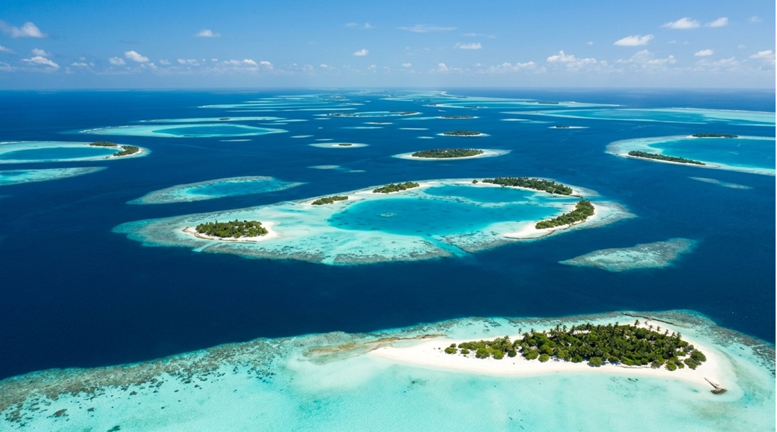 Maldivian atolls aerial view