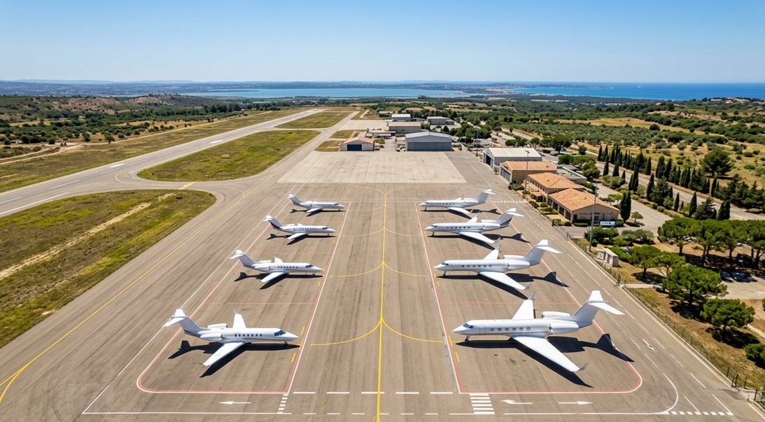 private jets parked at Marseille airport