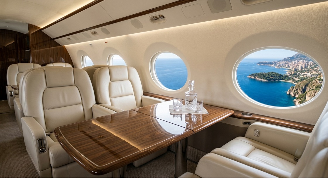private jet cabin French Riviera Monaco
