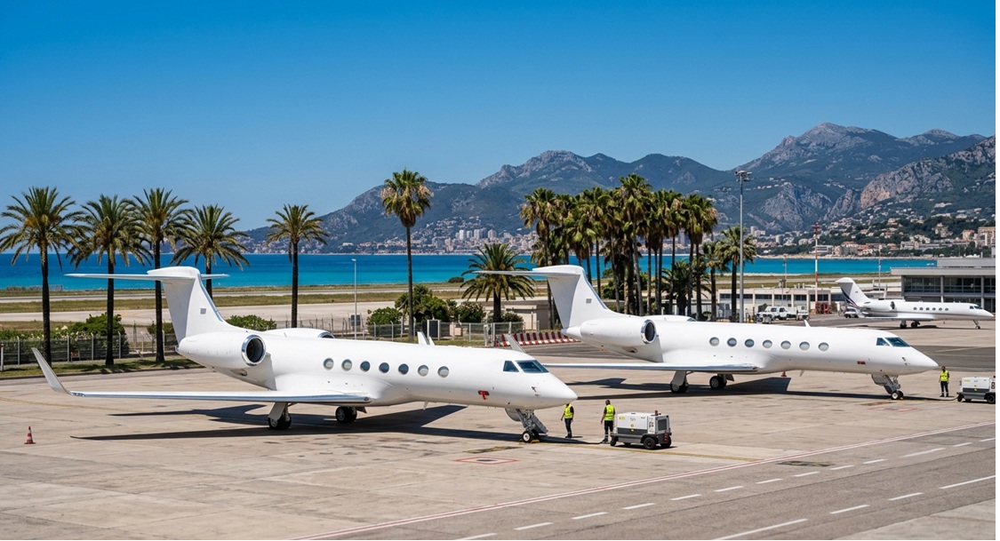 private jets apron Nice Airport France