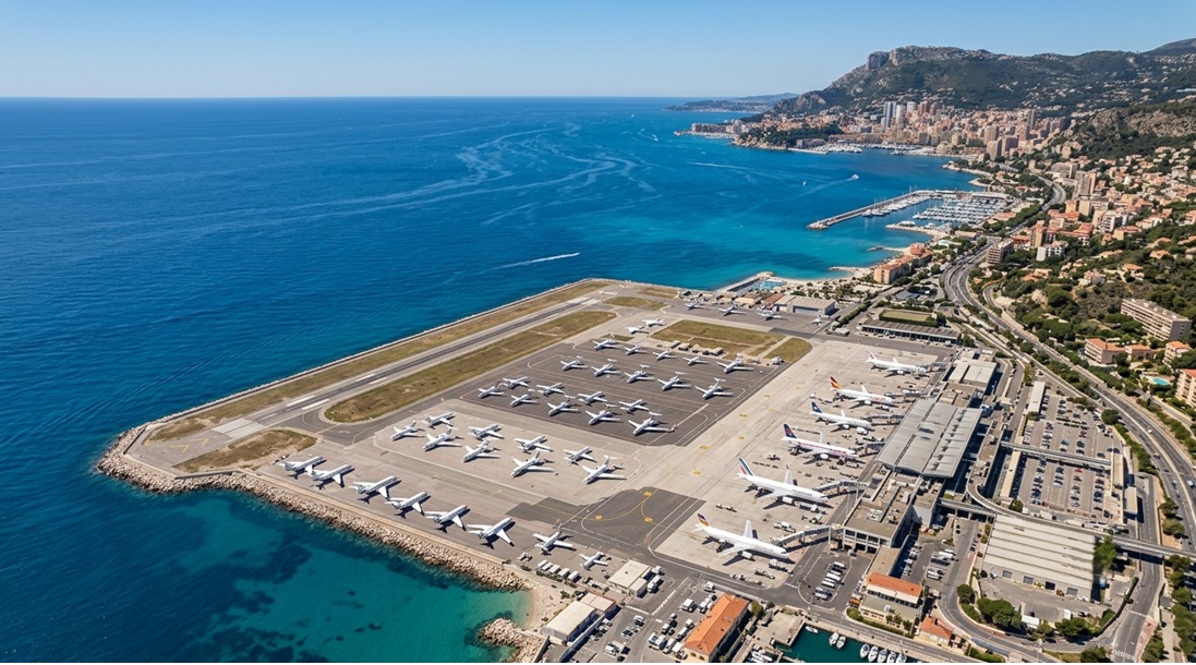 private jets Nice Airport aerial Monaco