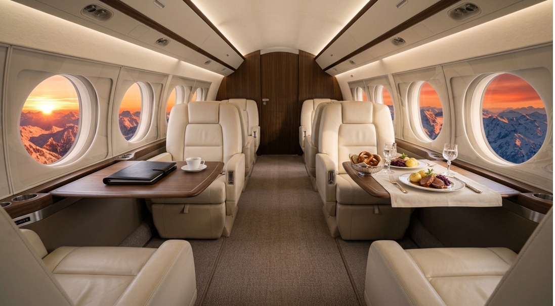 luxury private jet cabin Munich