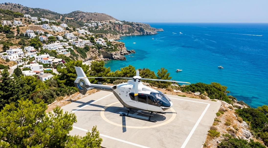 helicopter transfer Rhodes Lindos