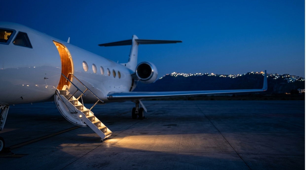 private jet boarding Santorini