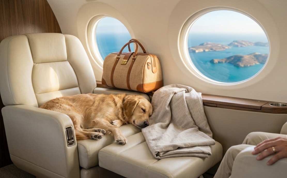 private jet pet travel Santorini