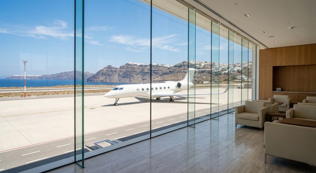 private jet VIP terminal Santorini Airport