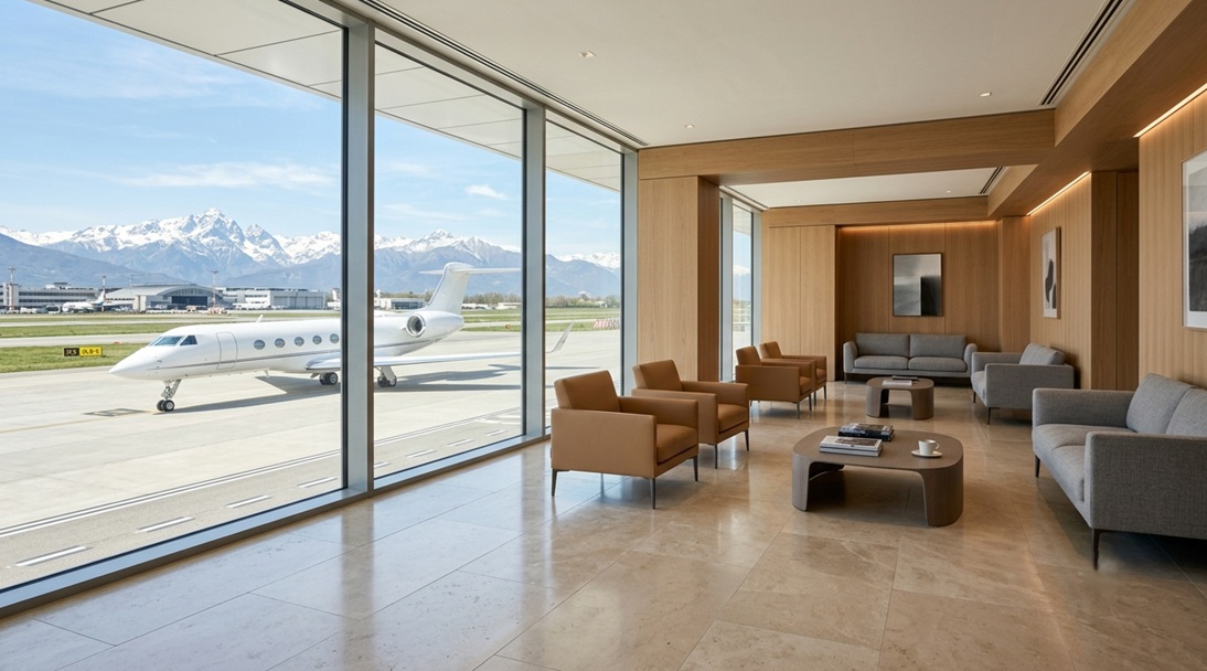 private jet VIP terminal Turin Airport