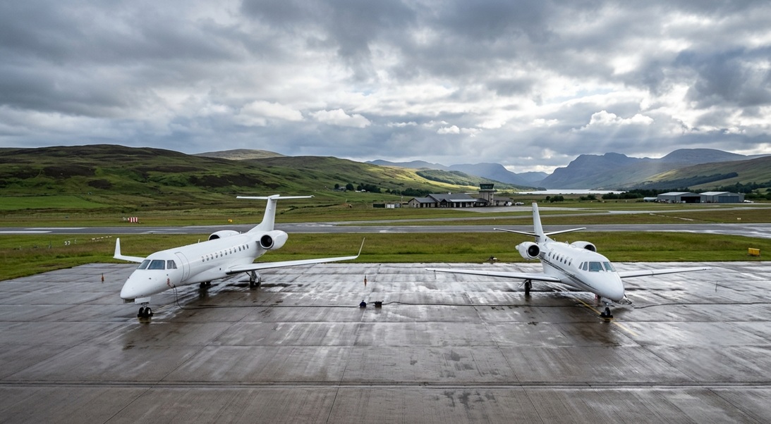 private jets at a Scottish airport