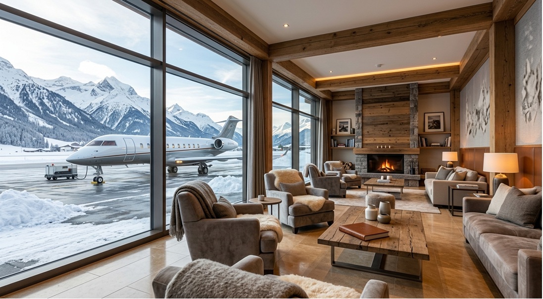 VIP terminal lounge for Zermatt flights