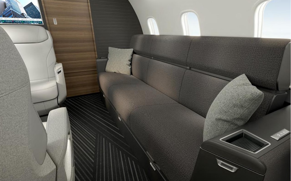 Bombardier Challenger 3500 super-midsize jet in flight over Europe