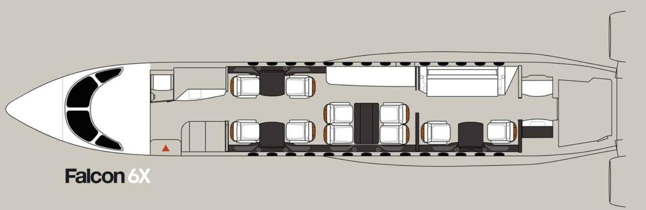 Dassault Falcon 6X Cabin Seating Layout