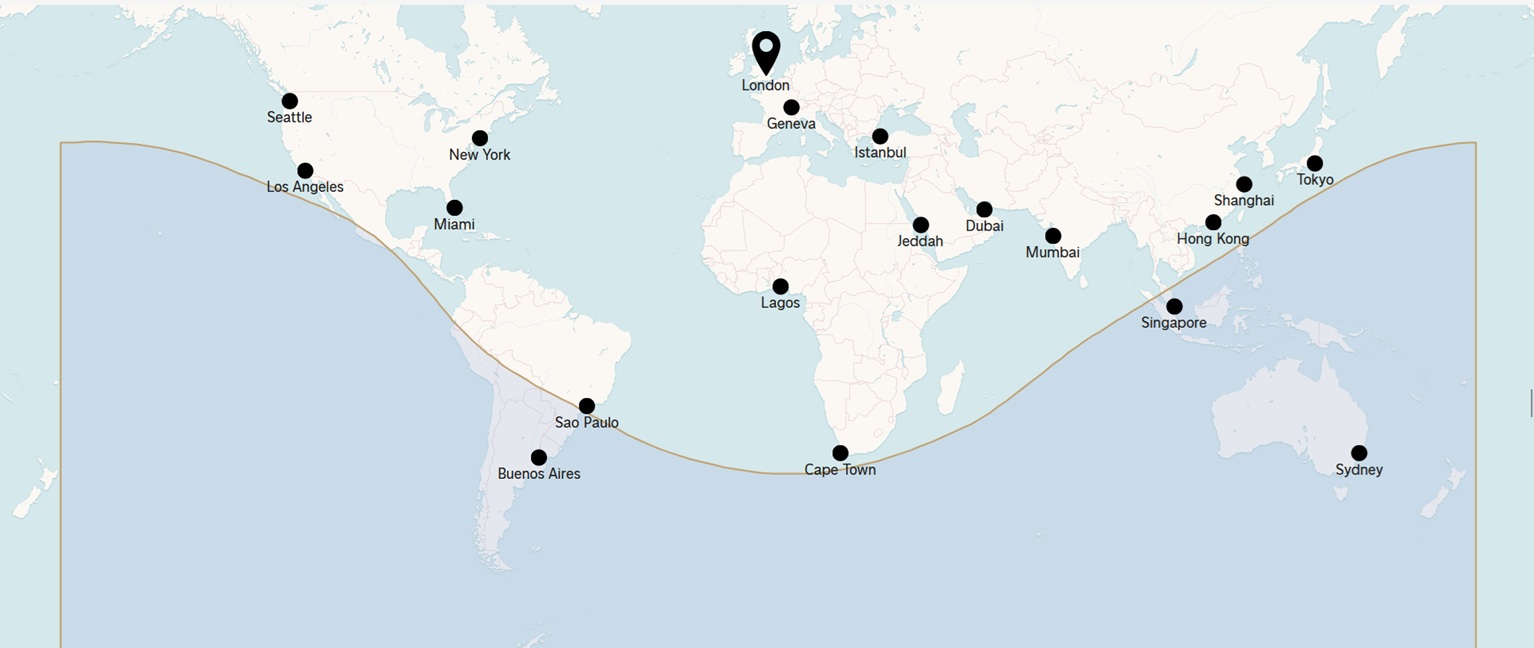Dassault Falcon 6X Flight Range Map