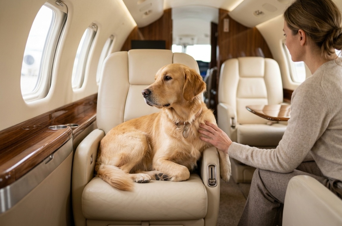 travelling with a pet on a private jet to Olbia