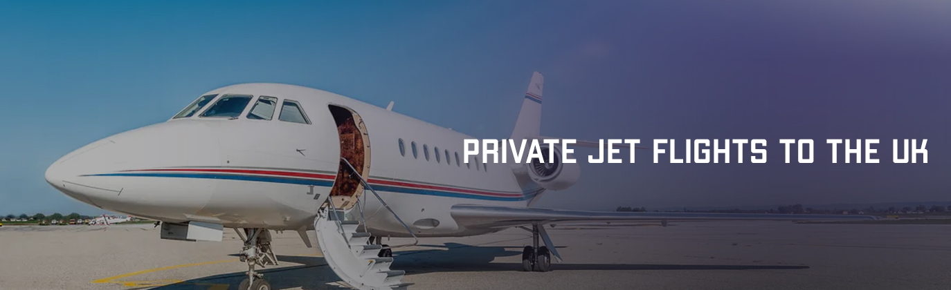 Flight to England by private jet