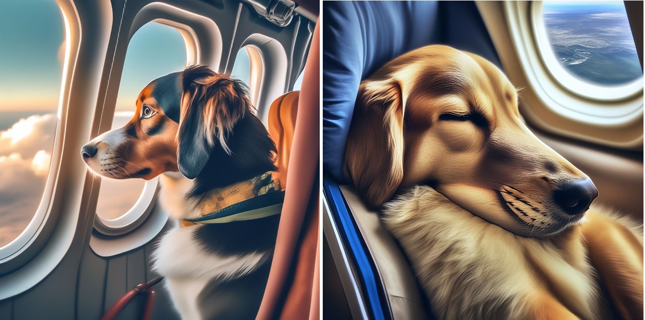 private flight with a dogs in the cabin
